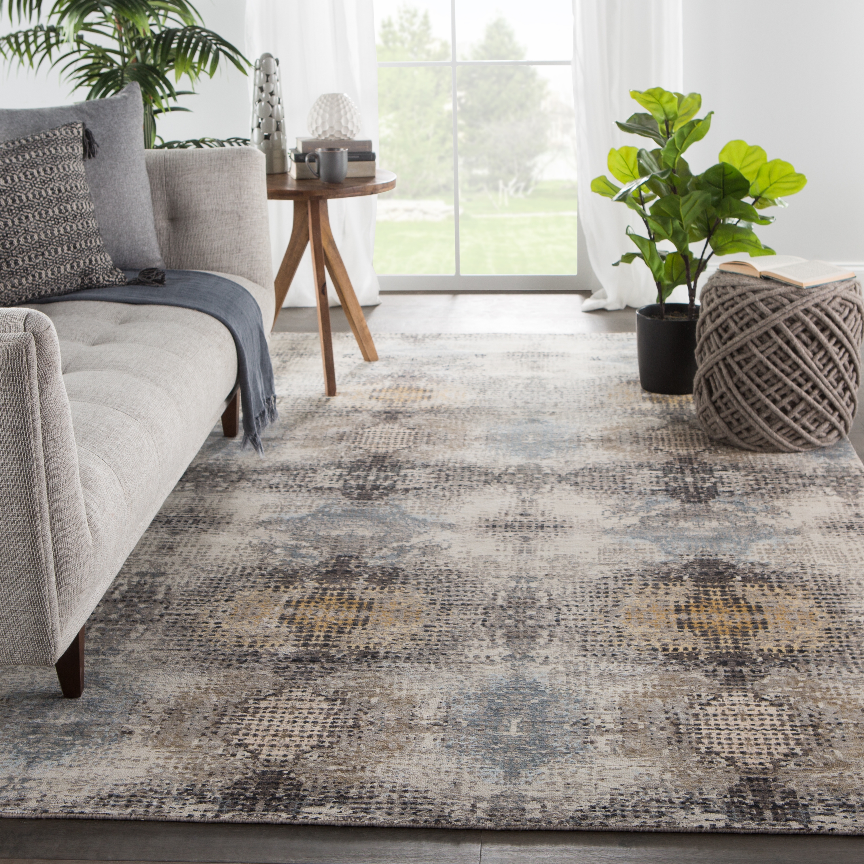 Kavi by Lucida Hand-Knotted Dot Beige/ Light Blue Area Rug (6'X9') - Image 4
