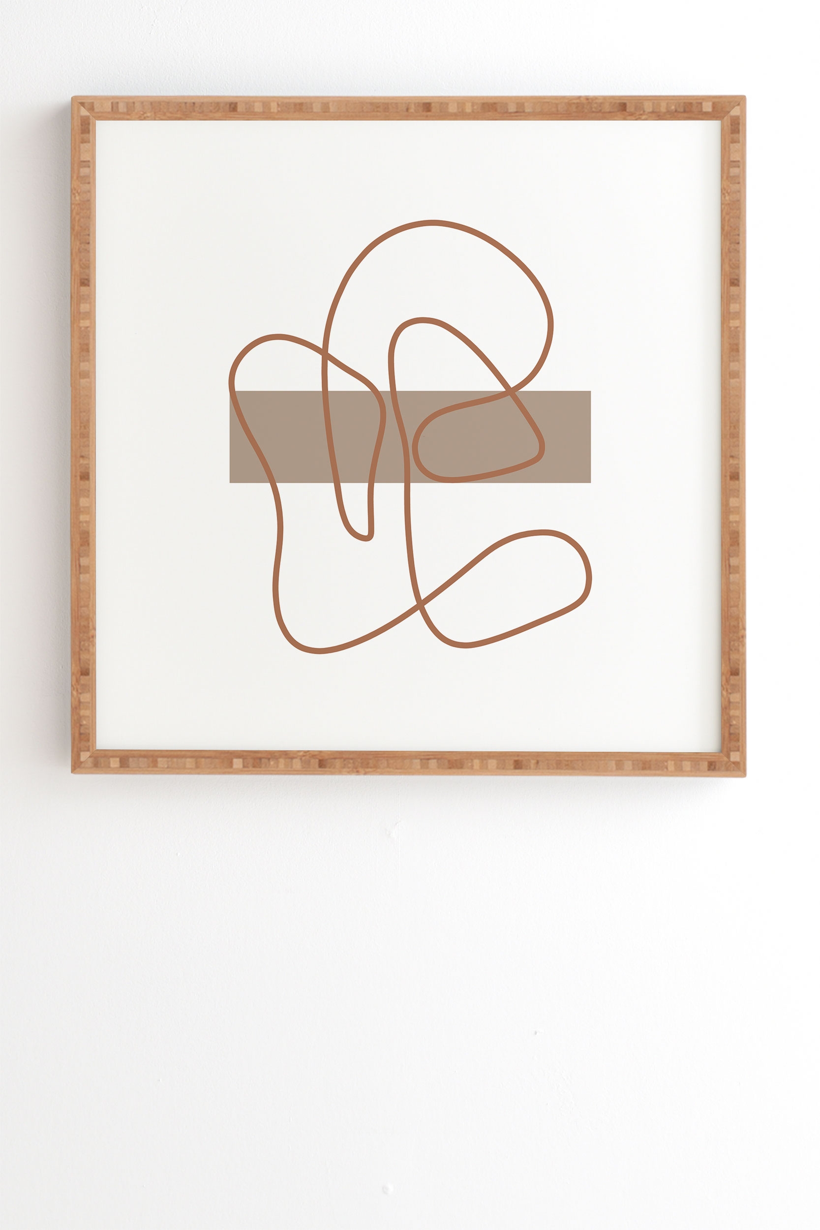 Abstract Line Neutral by Mambo Art Studio - Framed Wall Art Bamboo 8" x 9.5" - Image 1