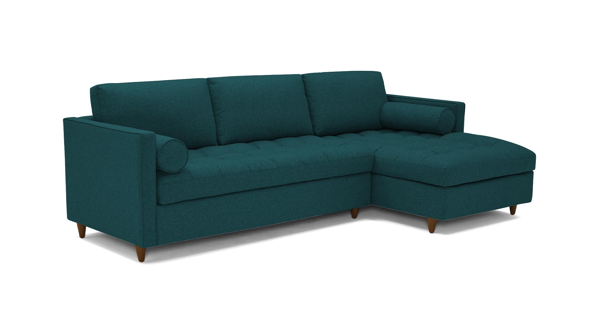 Blue Briar Mid Century Modern Sectional with Storage - Royale Peacock - Mocha - Left - Image 1