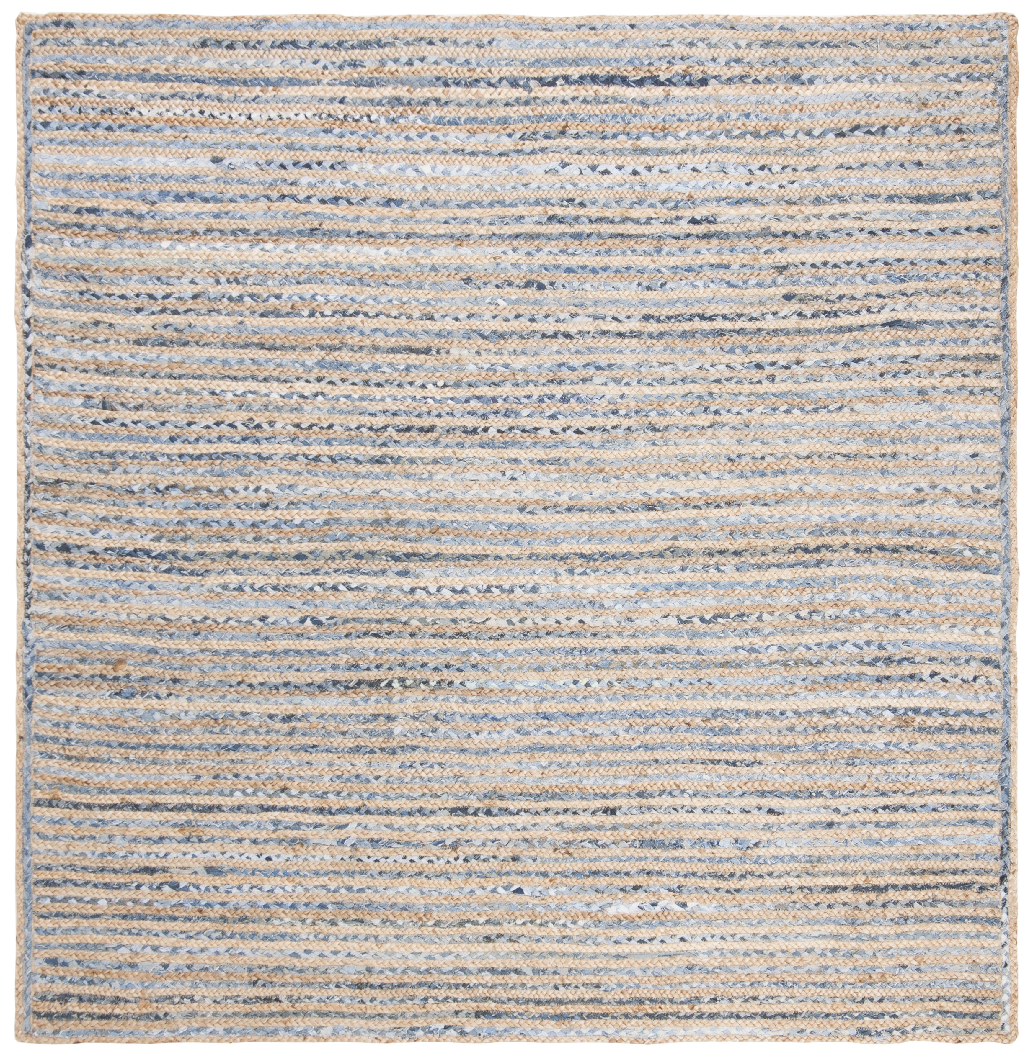 Arlo Home Hand Woven Area Rug, CAP250A, Natural/Blue,  6' X 6' Square - Image 0