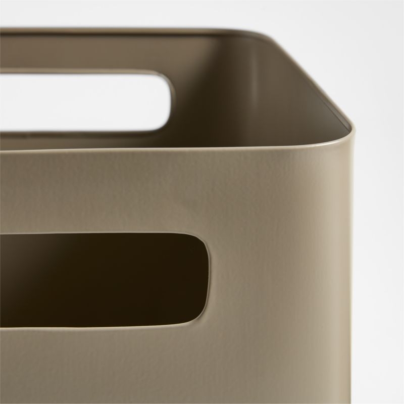Outline Clay Brown Metal Storage Bin with Handles - Image 1
