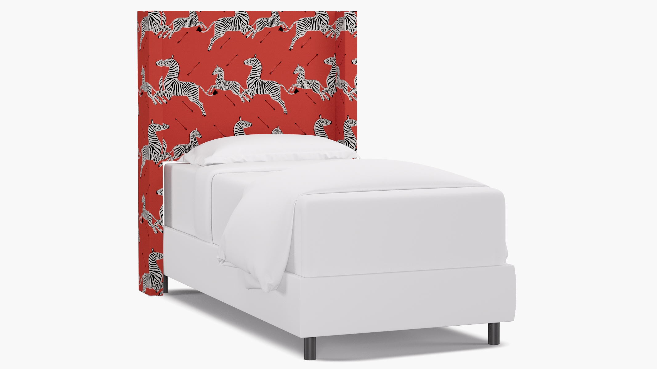 Modern Wingback Headboard, Coral Zebra, Twin - Image 0