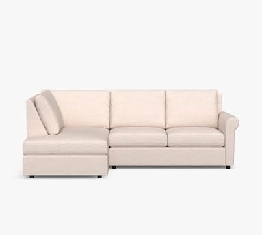 Sanford Roll Arm Upholstered Left Sofa Return Bumper Sectional, Polyester Wrapped Cushions, Basketweave Slub Ash - Image 1
