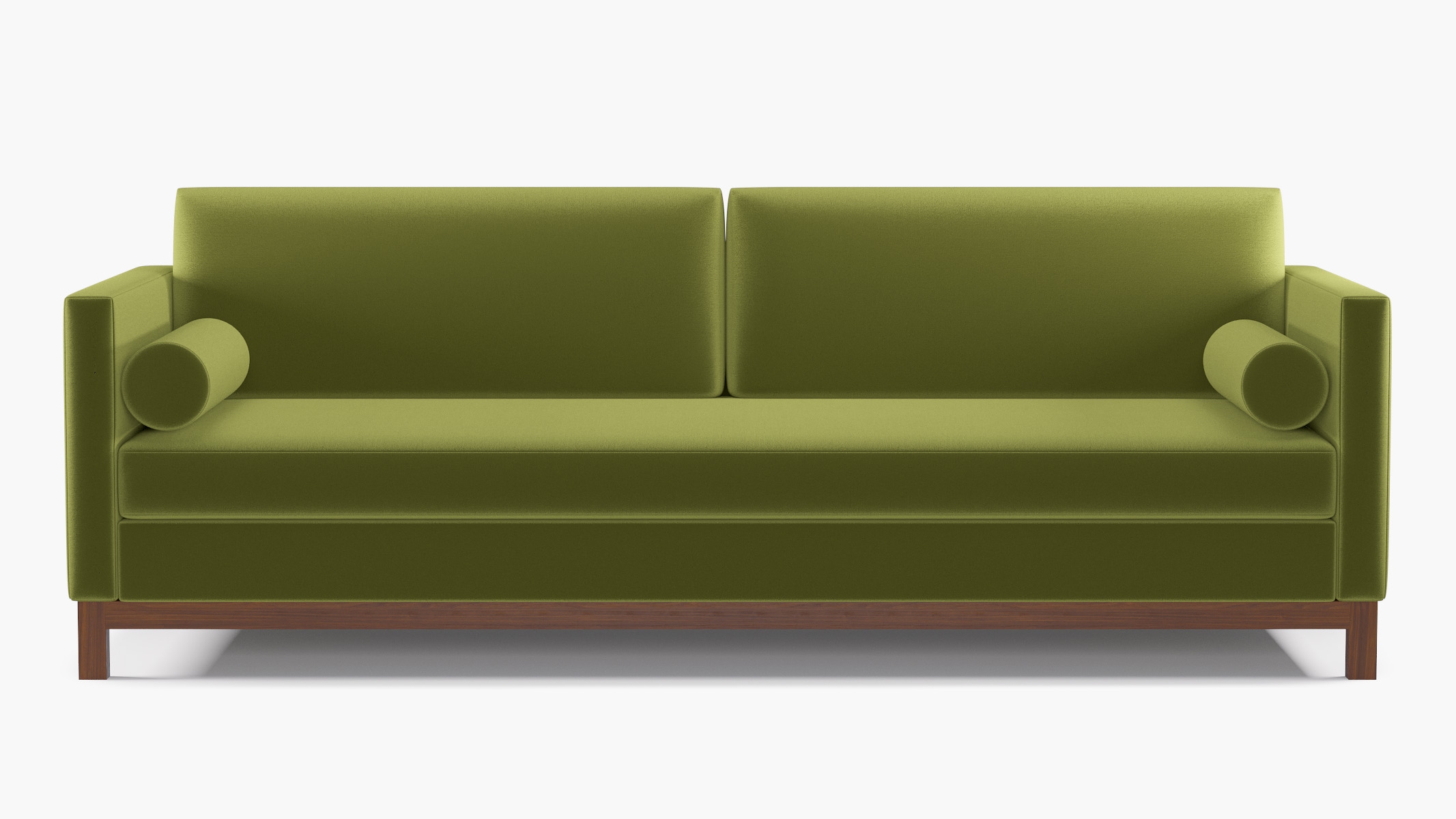 Tailored Tuxedo Sofa, Sage Performance Velvet, Walnut Wood Rail - Image 0