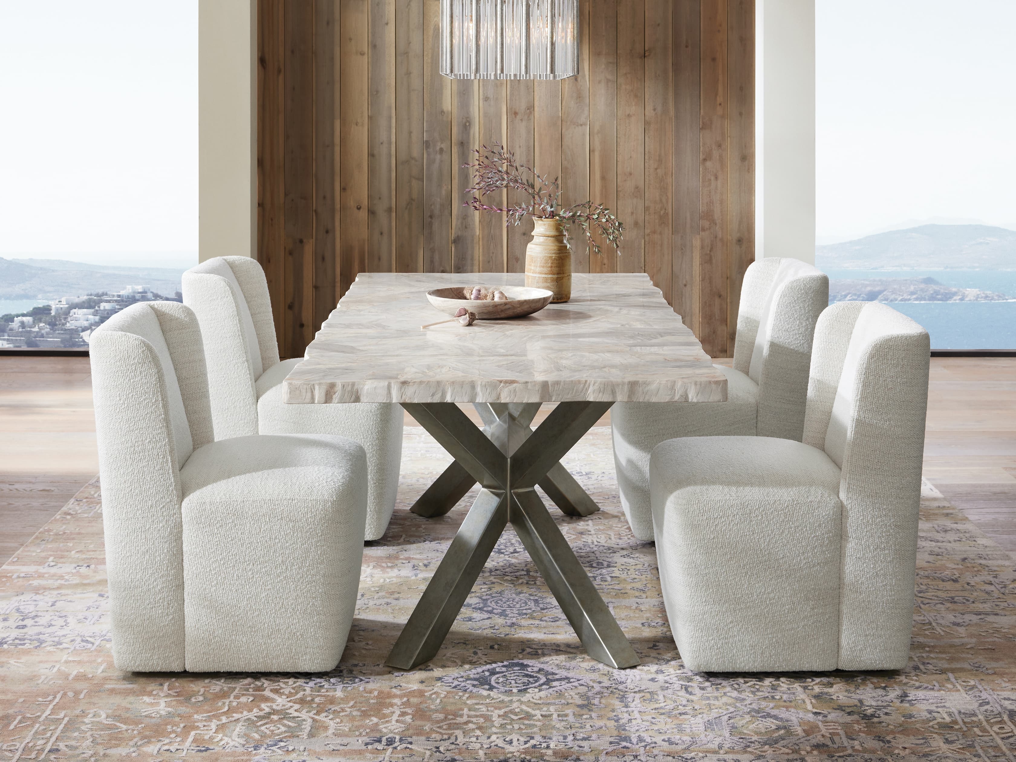 Petra Dining Table in Stone 74" White  Century Marble  - Image 0