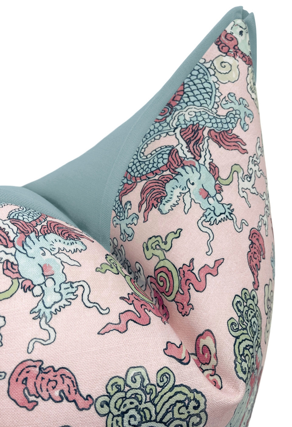 MAGIC MOUNTAIN DRAGON // BLUSH | SCHUMACHER - 20” X 26” STANDARD SHAM / BUTTERFLY FLANGE / Hydrangea Blue - Image 0