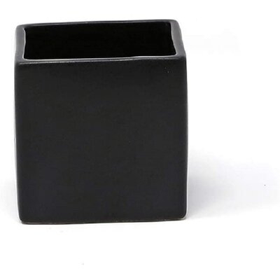 Nafisha Set Of 4 Cube Matte Black Ceramic Vase - Modern Black Cube Vase Adds A Sleek Look To Any Space, Use For Home Décor, Event Centerpieces And Much More, 3?? Sq X 3?? H - Image 0