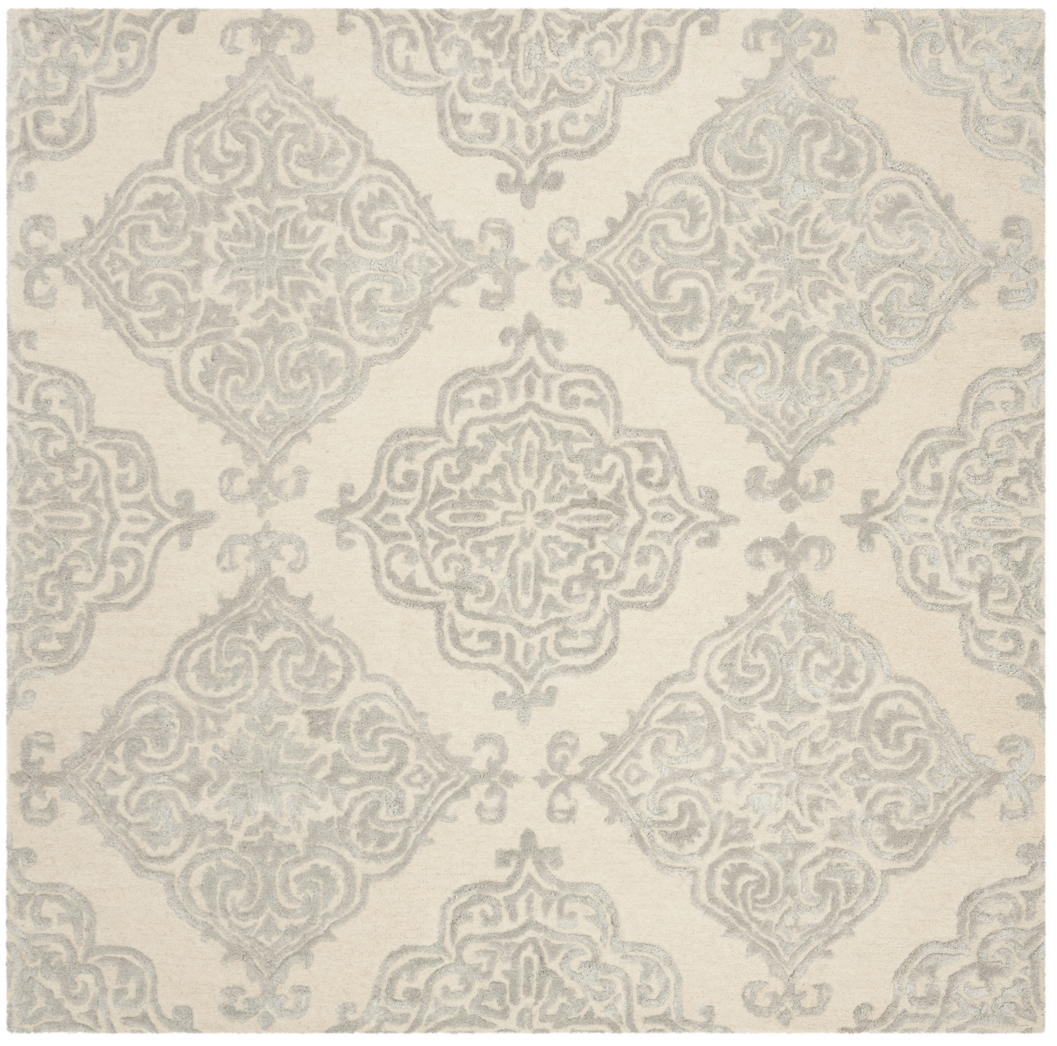 Arlo Home Hand Tufted Area Rug, GLM568C, Ivory/Silver,  6' X 6' Square - Image 0