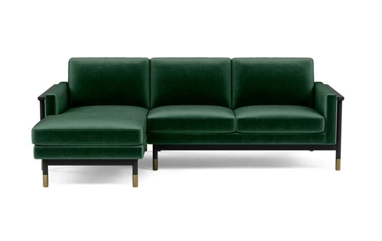 Jason Wu Left Sectional with Green Malachite Fabric and Matte Black with Brass Cap legs - Image 0