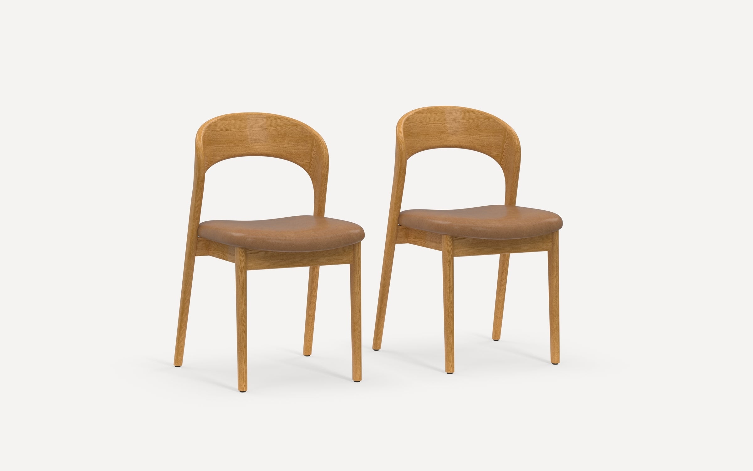 Sonnet Dining Chairs (Set of 2) - Camel Leather/Walnut - Image 9