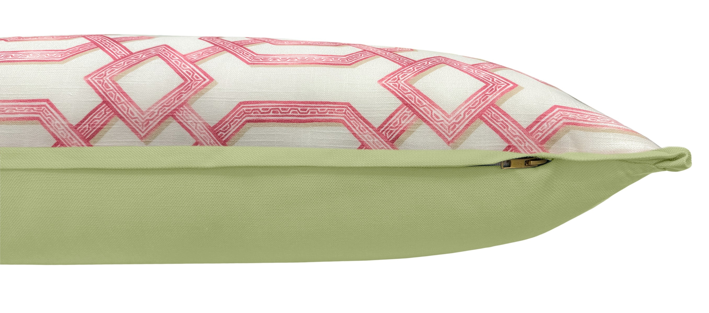 THE XL LUMBAR :: LATTICE PRINT // ROSÉ PINK | LDC - SAMPLE 4" X 4" / BUTTERFLY FLANGE / Celadon - Image 0