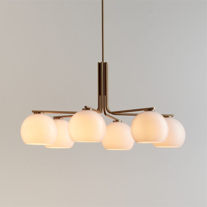 Arren Brass Chandelier Light with Round Milk Glass Shades 37.5" - Image 1
