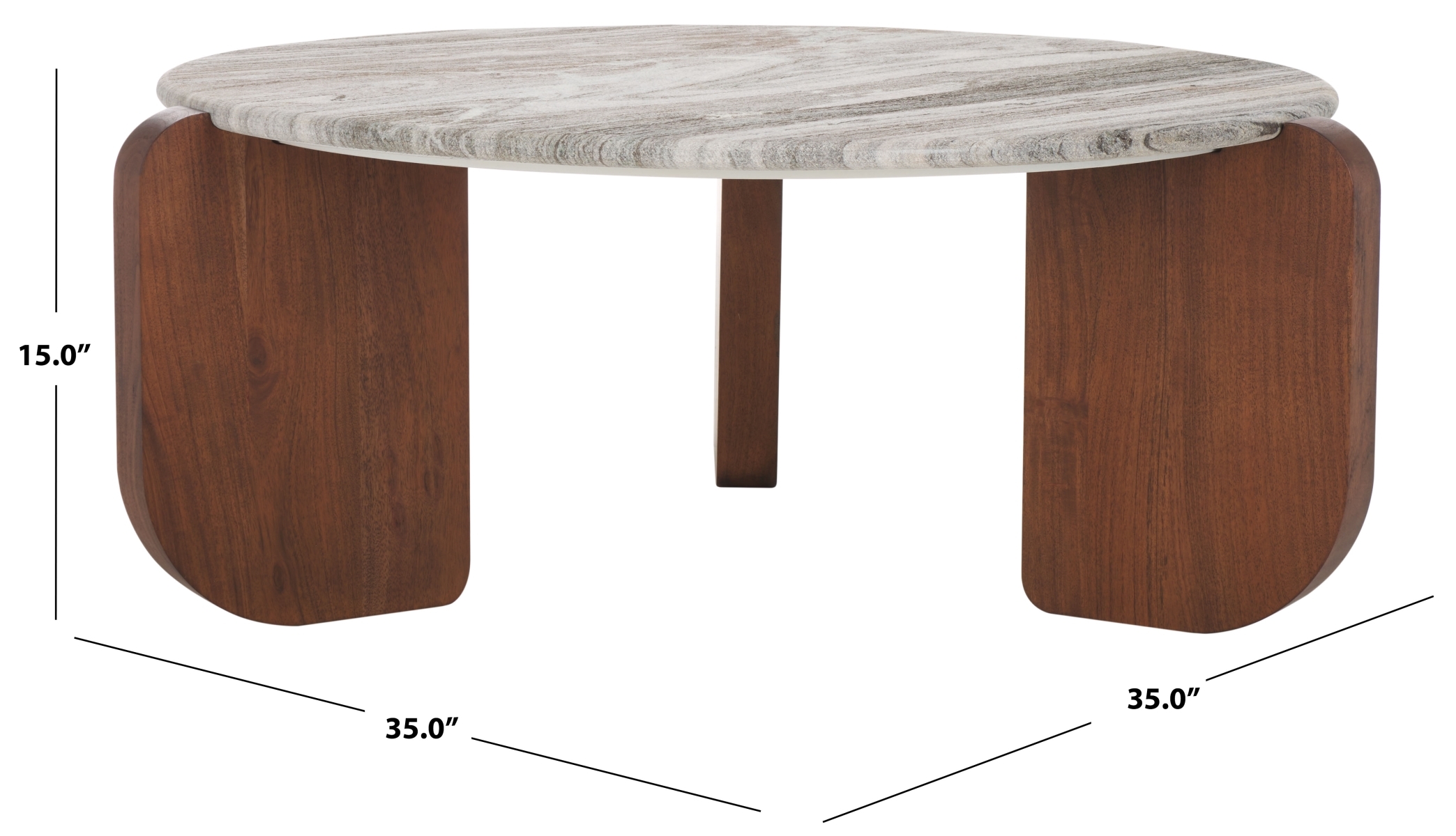 Graelyn Marble Top Coffee Table - Walnut/Grey - Image 8