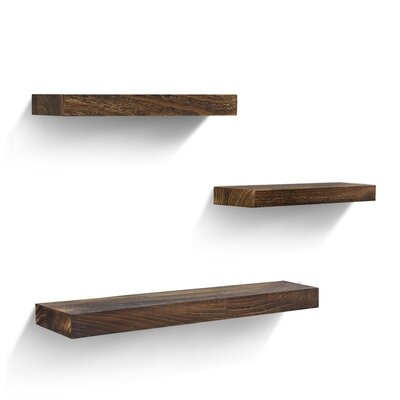 Floating Shelves Wall Mounted 3 Sets, Rustic Wood Storage Shelves With Matte Finish, Perfect For Bedroom, Bathroom, Living Room And Kitchen Decoration - Image 0