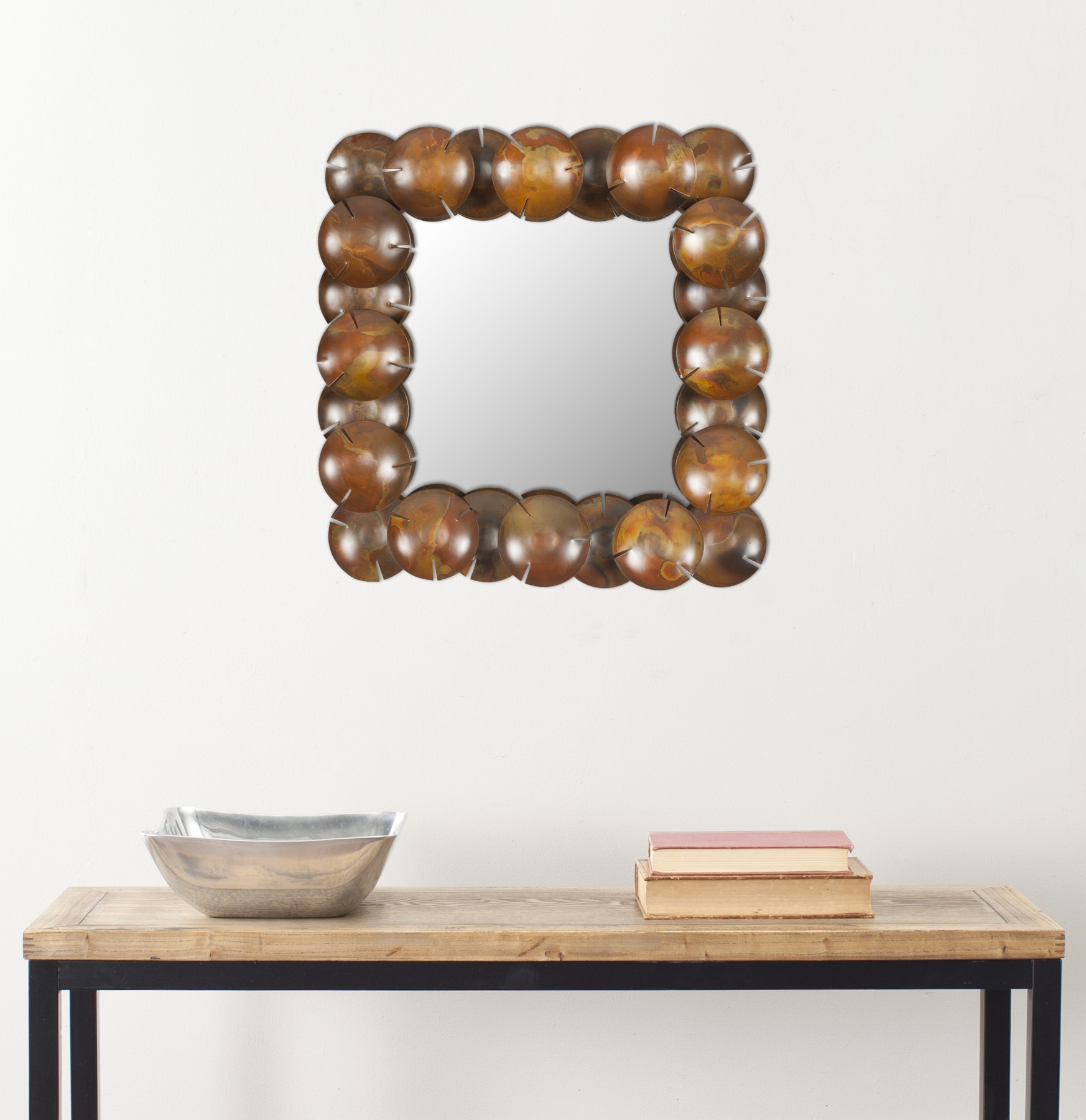 Round Cup Mirror - Burnt Copper - Safavieh - Image 2