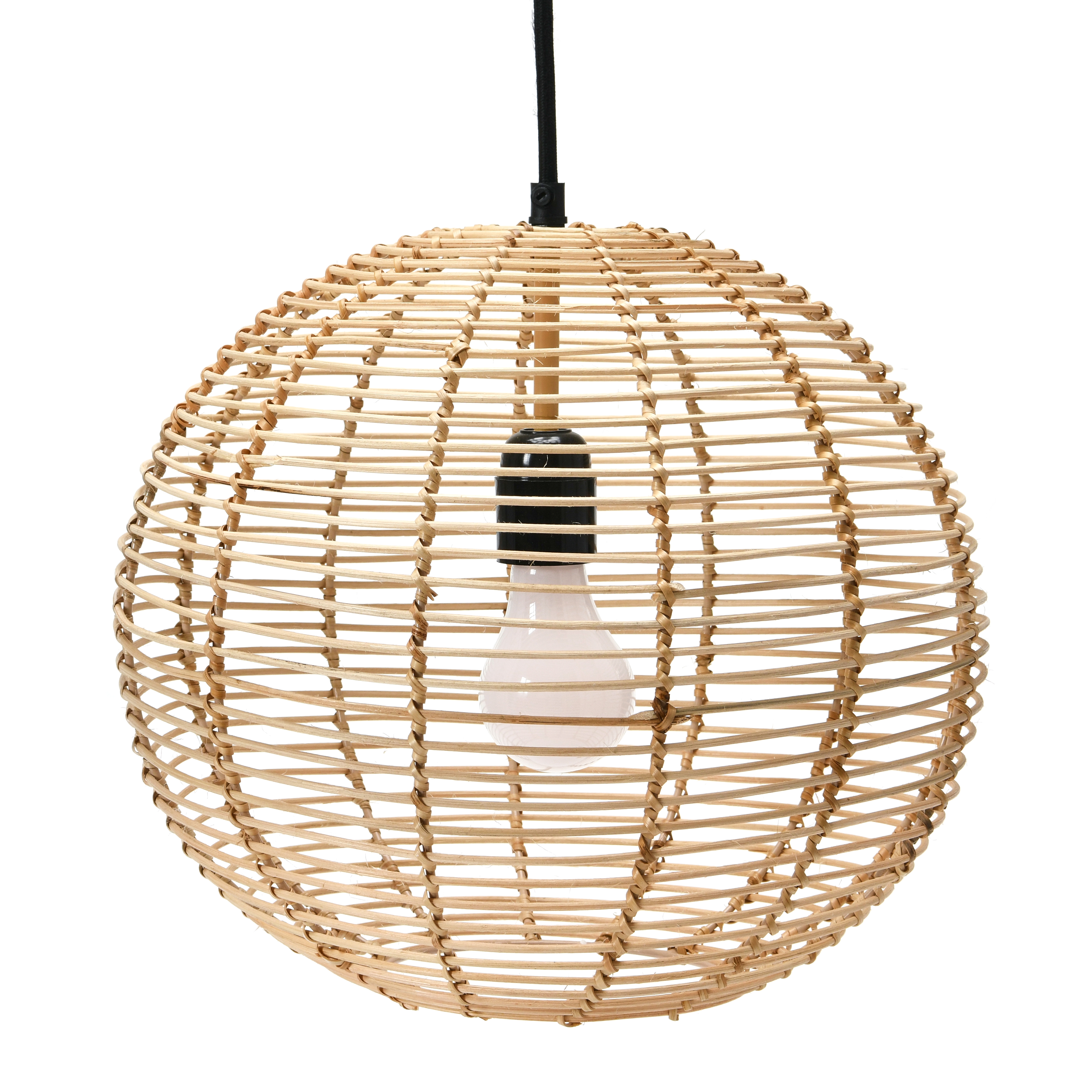 Modern Boho Handwoven Globe Rattan Pendant Light, Natural - Image 0