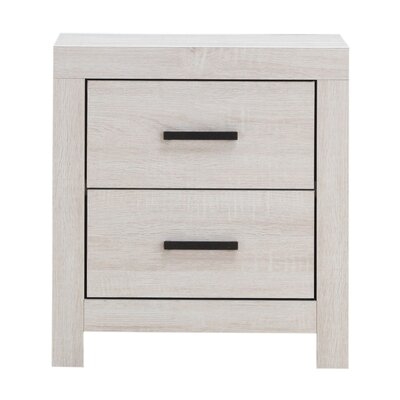 Nightstand With 2 Drawers And Metal Bar Pulls, White - Image 0