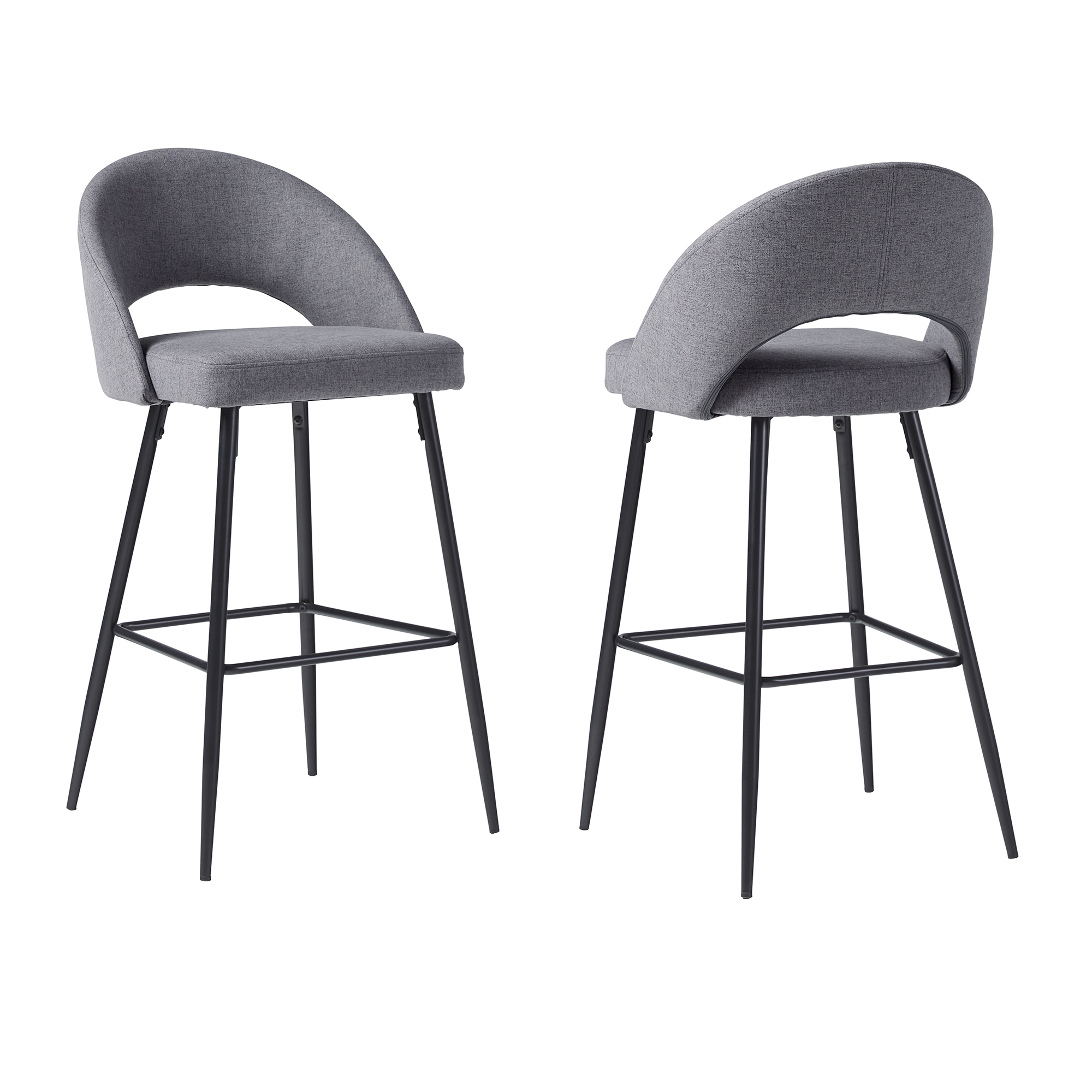 Modern 2-Piece Minimalist Upholstered Bar Stool Set – Charcoal - Image 1