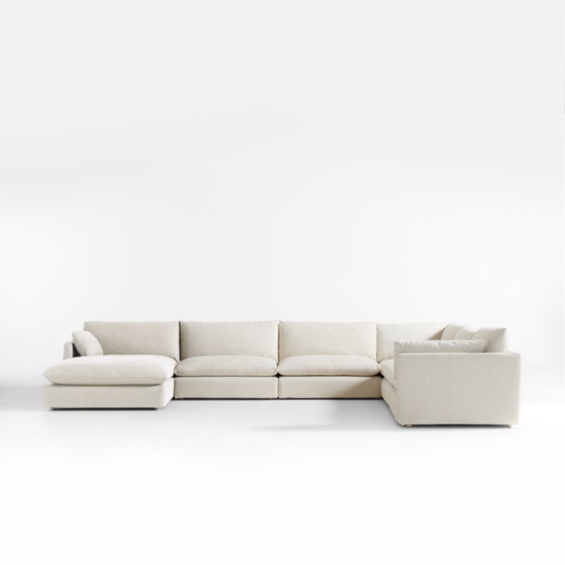 Unwind Modular 6-Piece L-Shaped Slipcovered Sectional Sofa with Chaise Lounge - Image 3