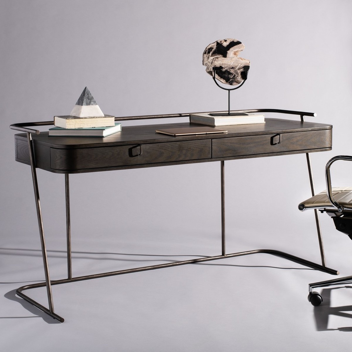 Ferrell Modern Wood Desk - Dark Walnut  - Safavieh - Image 1