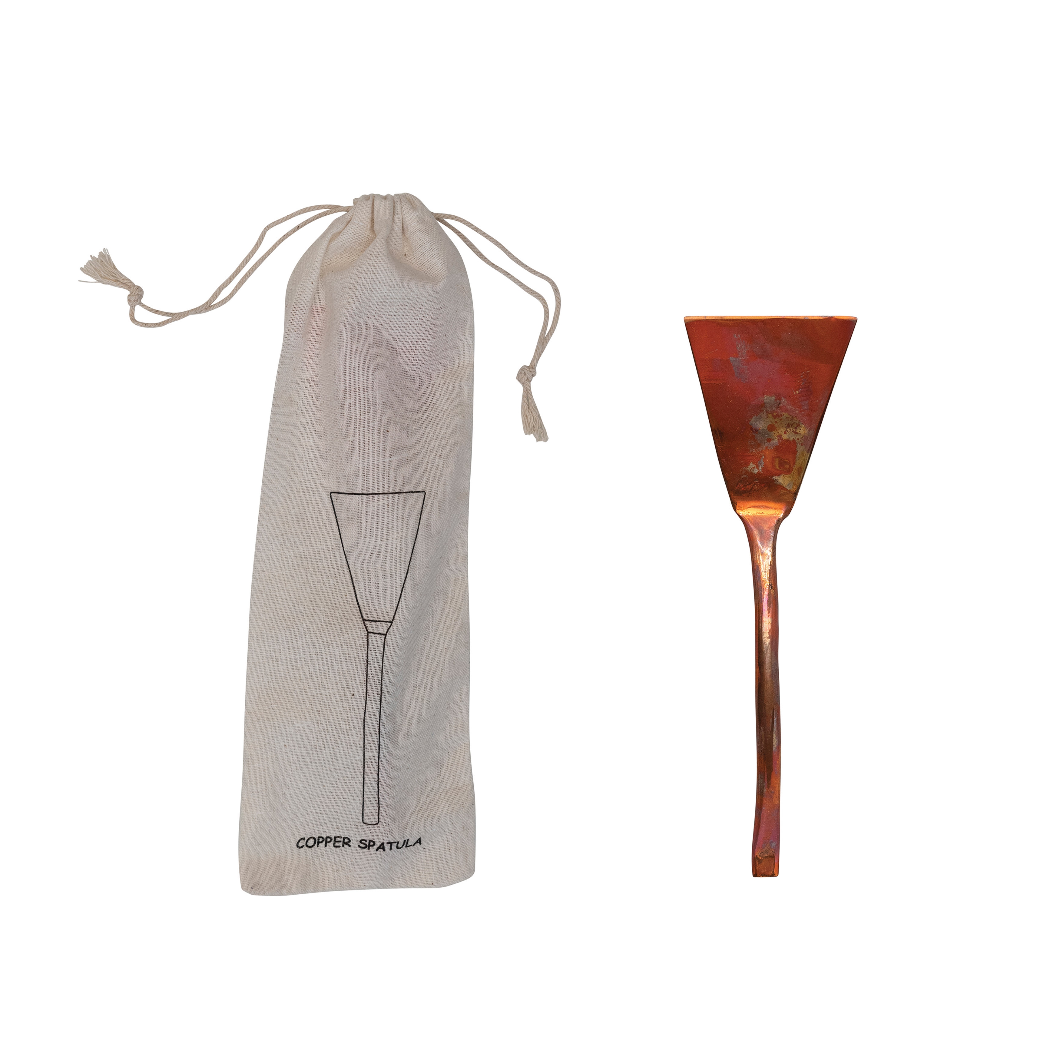 Modern Copper Cake Server in Drawstring Bag, Burnt Finish - Image 0