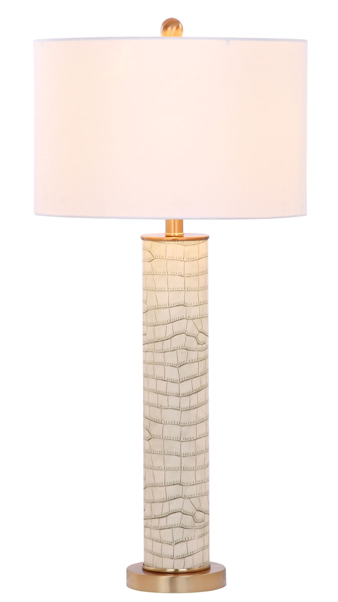 Ollie 31.5-Inch H Faux Alligator Table Lamp - Cream - Arlo Home - Image 4