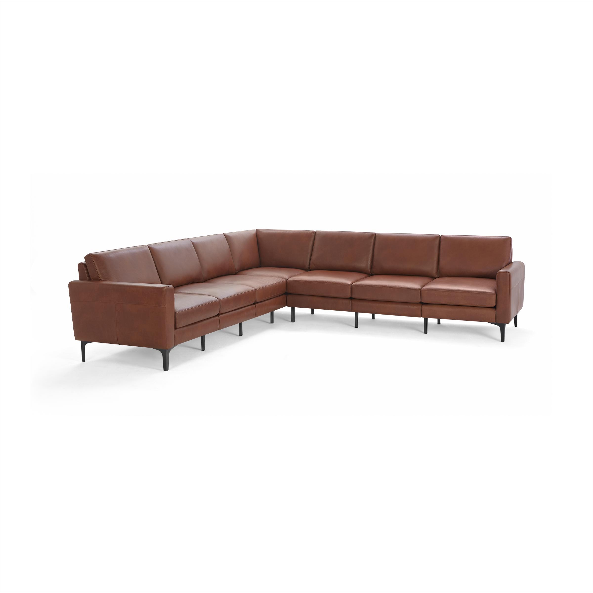 Nomad Leather 7-Seat Corner Sectional in Chestnut - Image 0