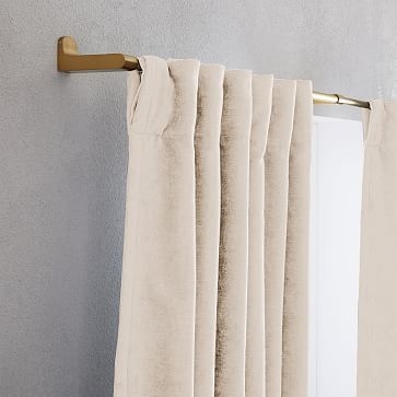 Worn Velvet Curtain with Cotton Lining, Alabaster, 48"x108" - Image 2