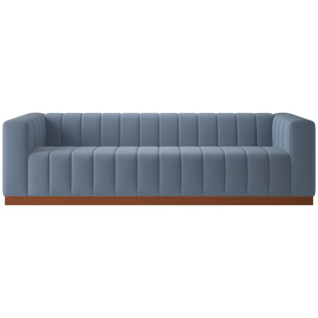 Forte 101" Luca Azure Sofa with Walnut Base - Image 0