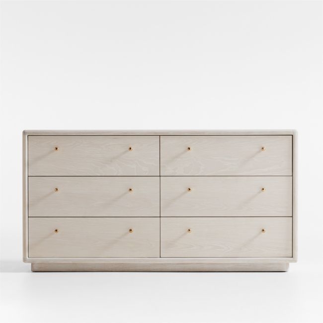 Lafayette 62" Whitewashed Wood 6-Drawer Dresser - Image 0