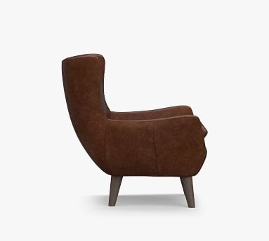Wells Tight Back Leather Armchair, Polyester Wrapped Cushions, Legacy Dark Caramel - Image 2