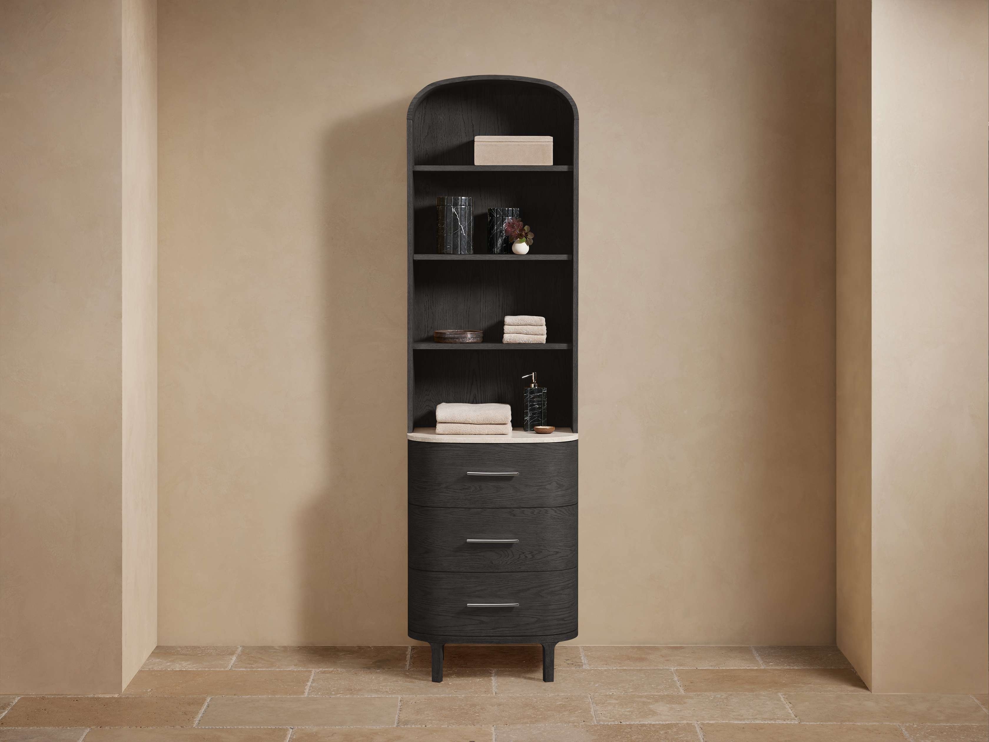 Danny Bath Cabinet in Wood Black  Royal Cream/Ebony Nickel - Image 0