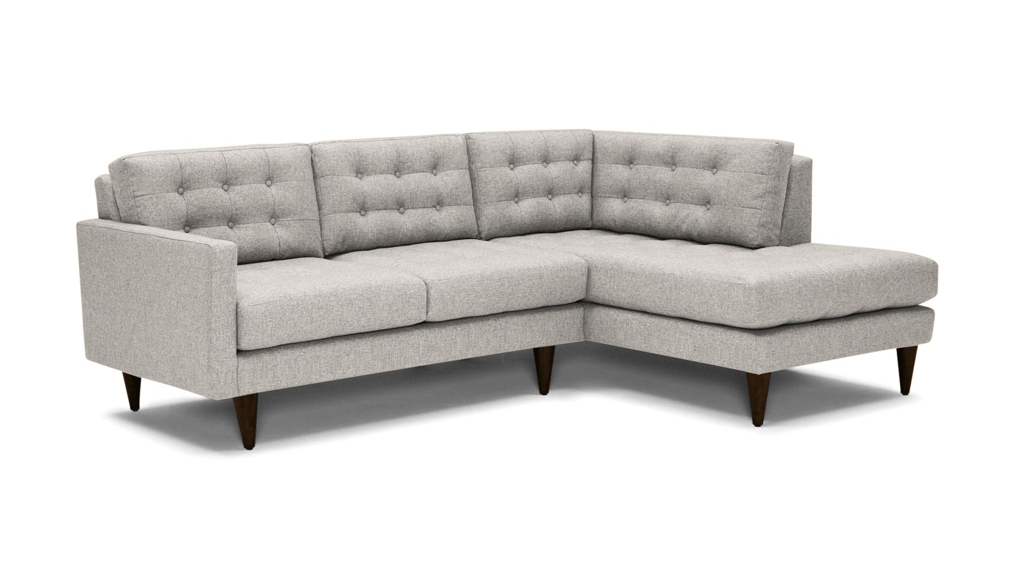 Beige/White Eliot Mid Century Modern Apartment Sectional with Bumper - Lucky Divine - Mocha - Left - Image 0
