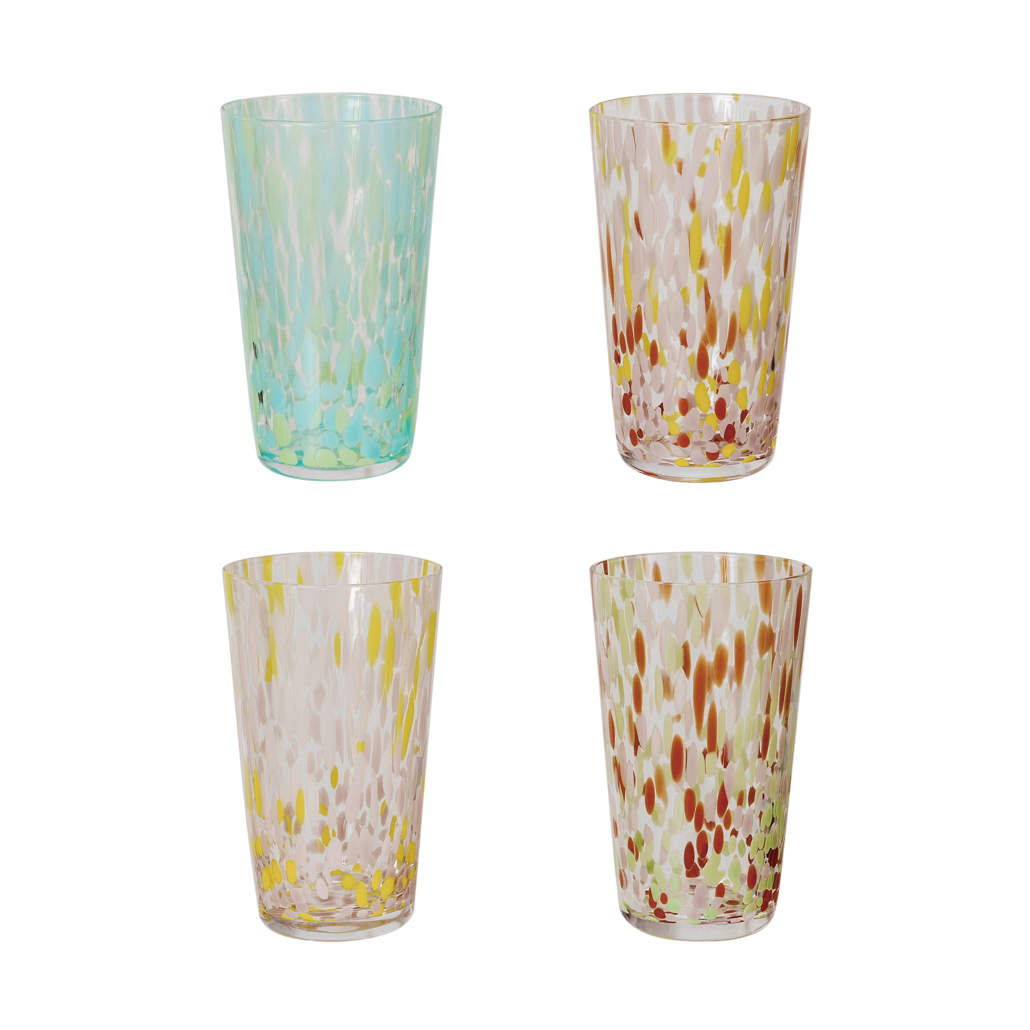 Tall Glass Drinking Glass with Various Styles, Multicolor, Set of 4 - Image 0