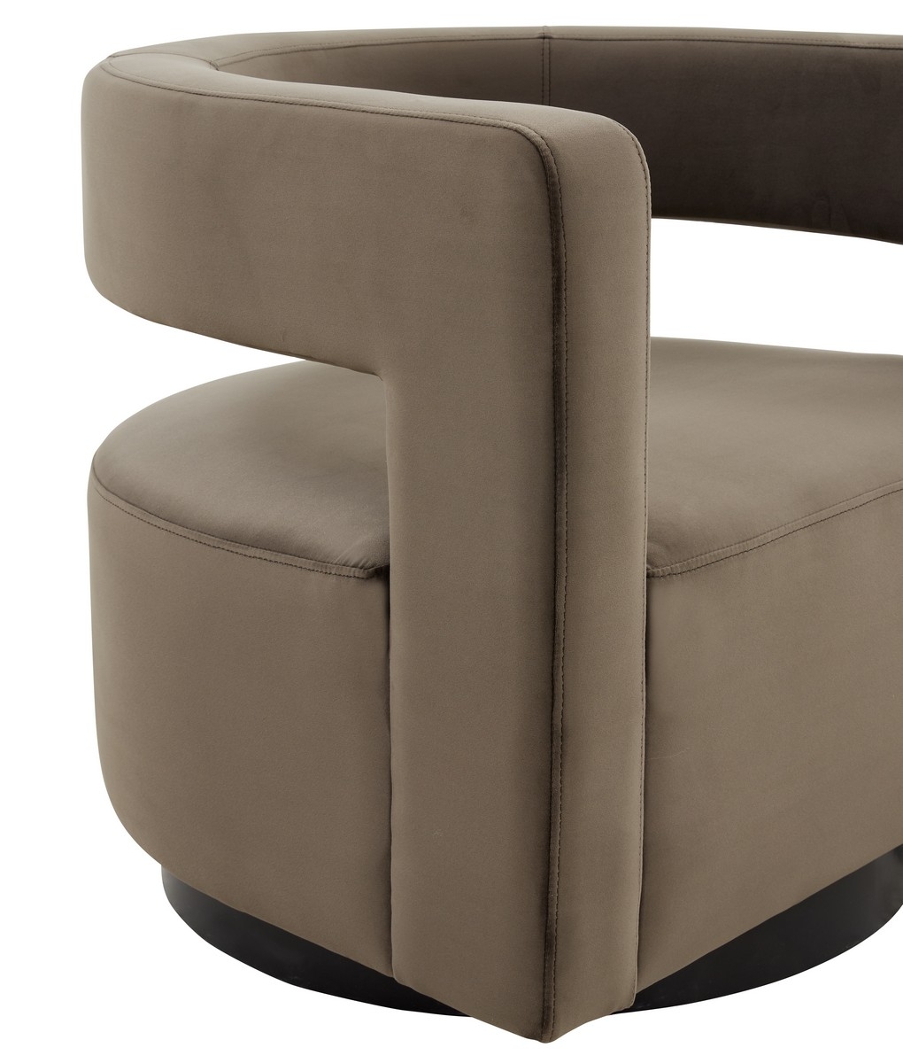 Edgar Velvet  Swivel Chair - Dark Brown - Image 2