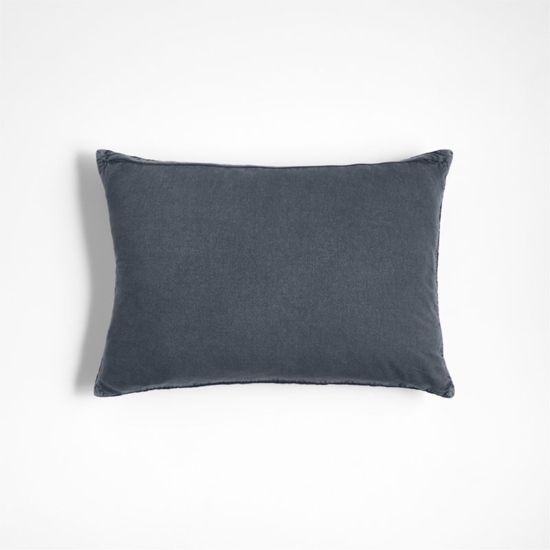 Ruched Jacquard Organic Cotton 22x15 Midnight Navy Throw Pillow with Feather Insert - Image 4