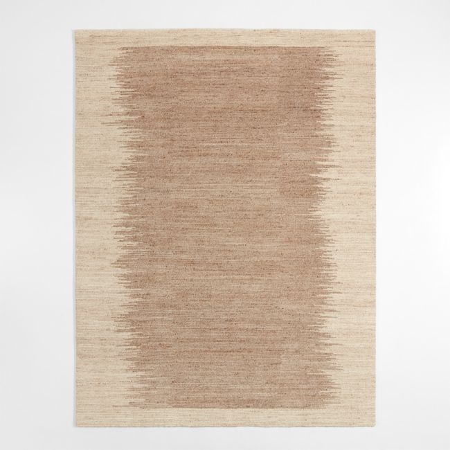 Prague Wool and Viscose Hand-Knotted Ombre Sand Brown Area Rug 6'x9' - Image 0