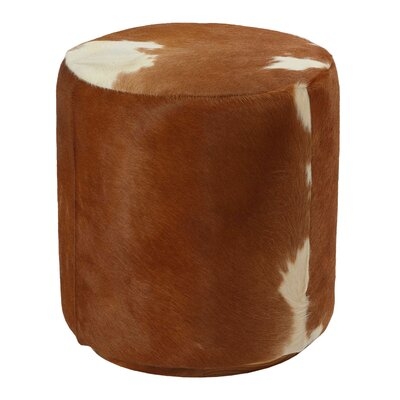 Millwood Pines Bella Accent Ottoman In Genuine Leather Hide, Brown - Image 0