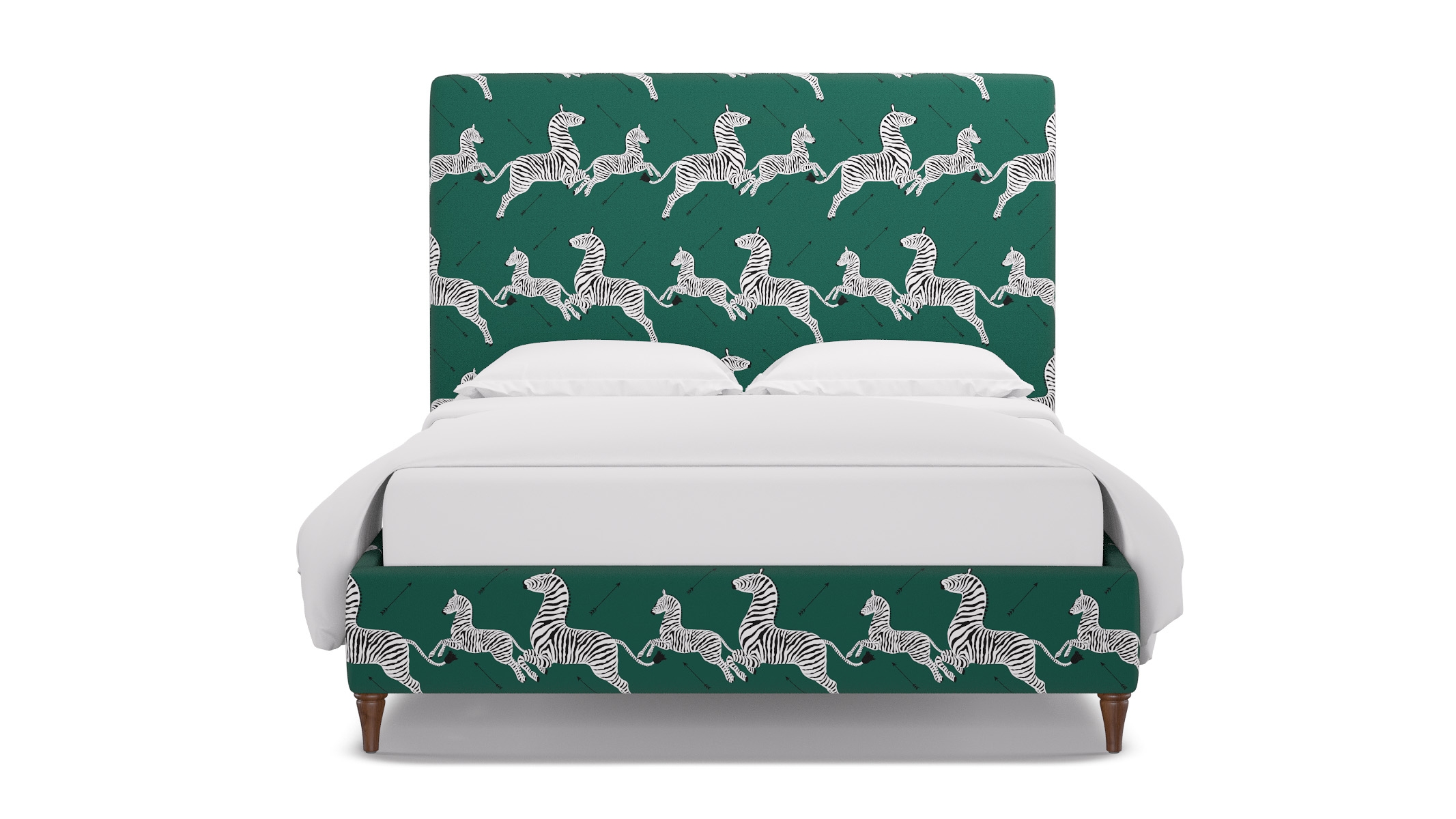 Classic Bed, Emerald Zebra, Walnut Decorative Tapered Leg, Twin - Image 0