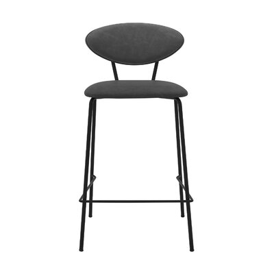 26 Inch Leatherette Counter Height Barstool, Black And Gray - Image 0