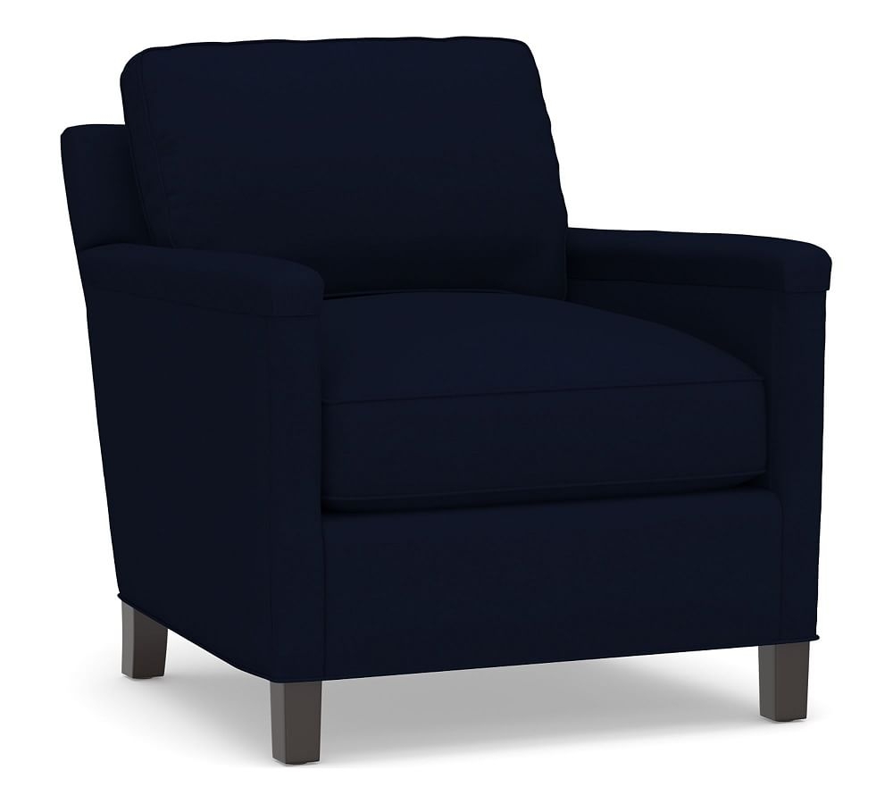Turner Square Arm Upholstered Grand Armchair 42.5", Down Blend Wrapped Cushions, Performance Everydaylinen(TM) Navy - Image 0