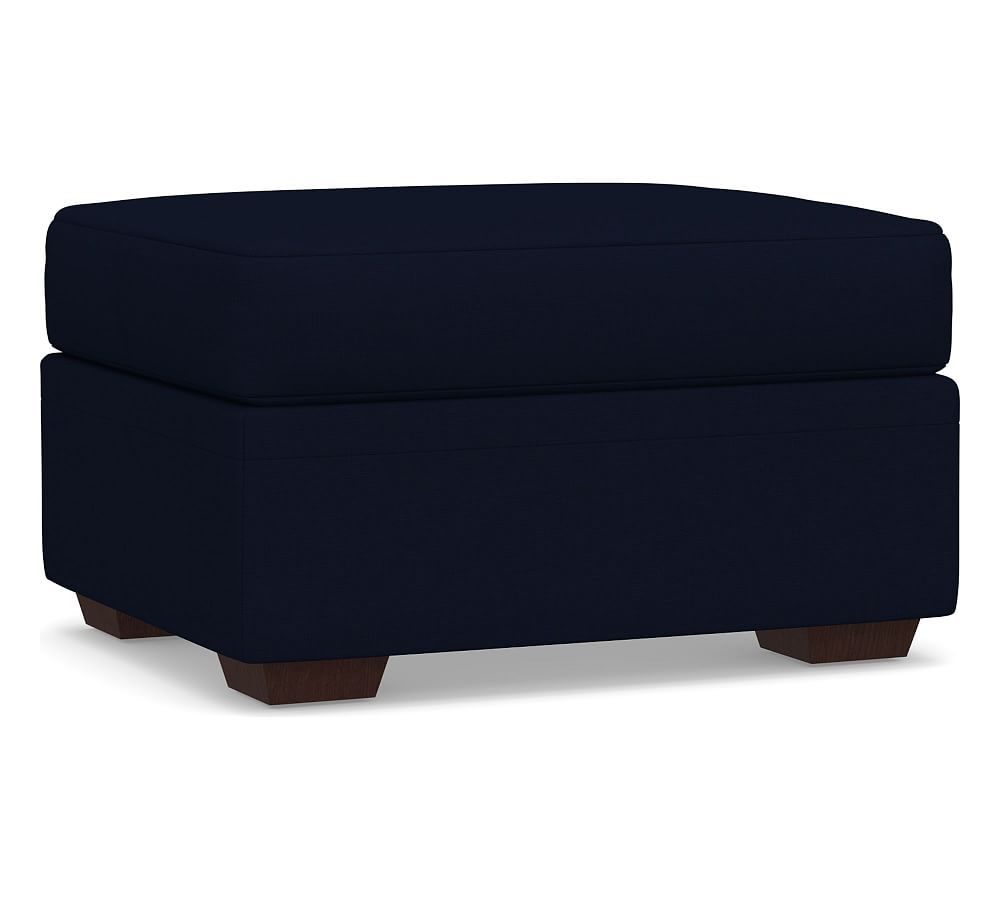 Pearce Modern Upholstered Ottoman, Polyester Wrapped Cushions, Performance Everydaylinen(TM) Navy - Image 0