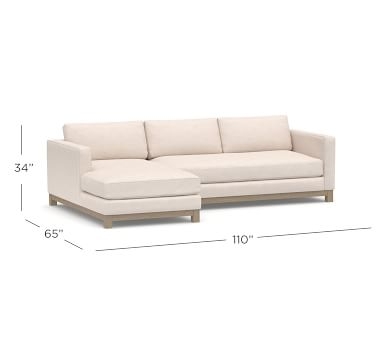 Jake Upholstered Right Arm 2-Piece Sectional with Chaise 2X1, Bench Cushion, Wood Legs Polyester Wrapped Cushions, Performance Boucle Pebble - Image 5