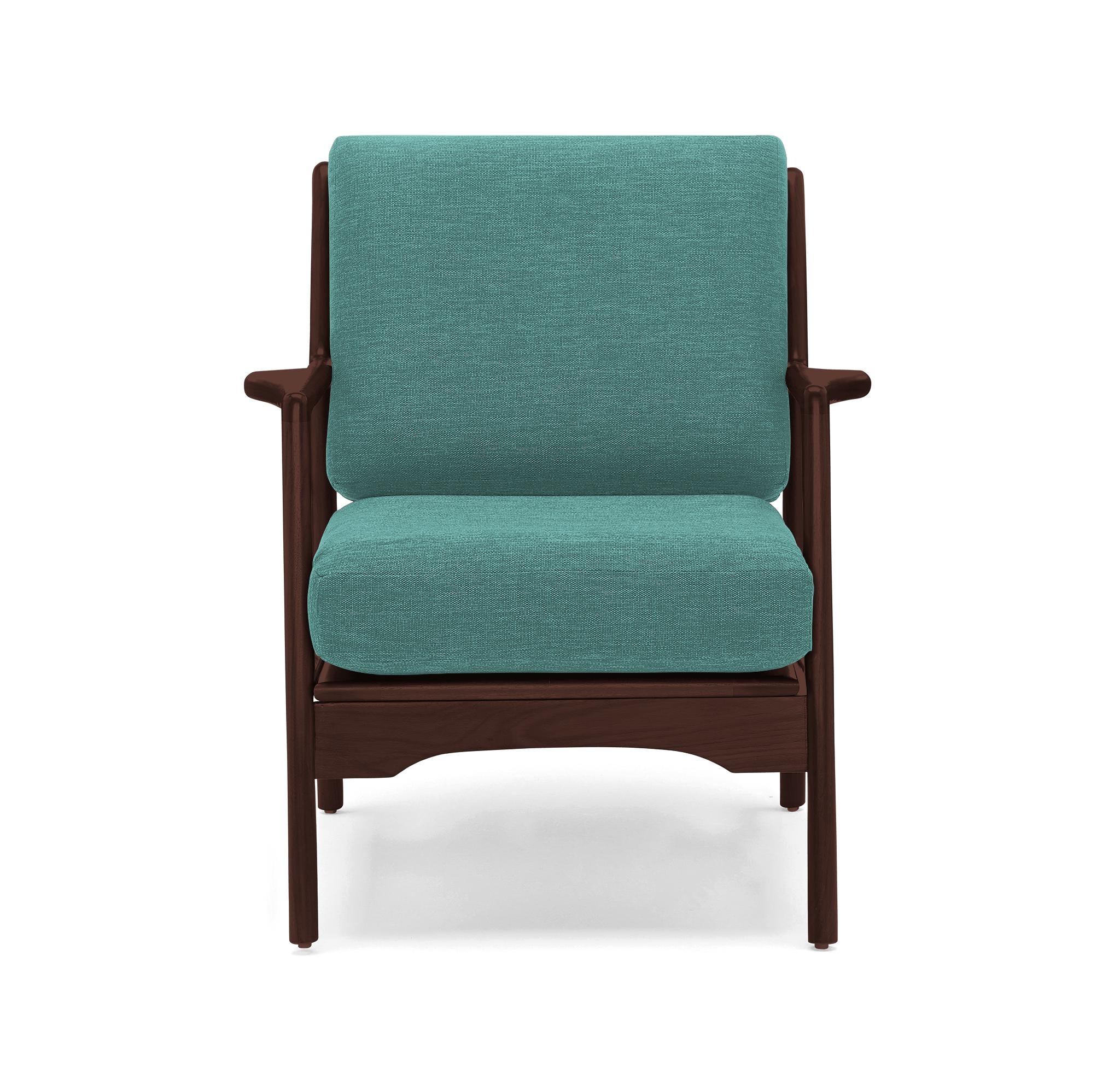 Green Collins Mid Century Modern Chair - Essence Aqua - Walnut - Image 0