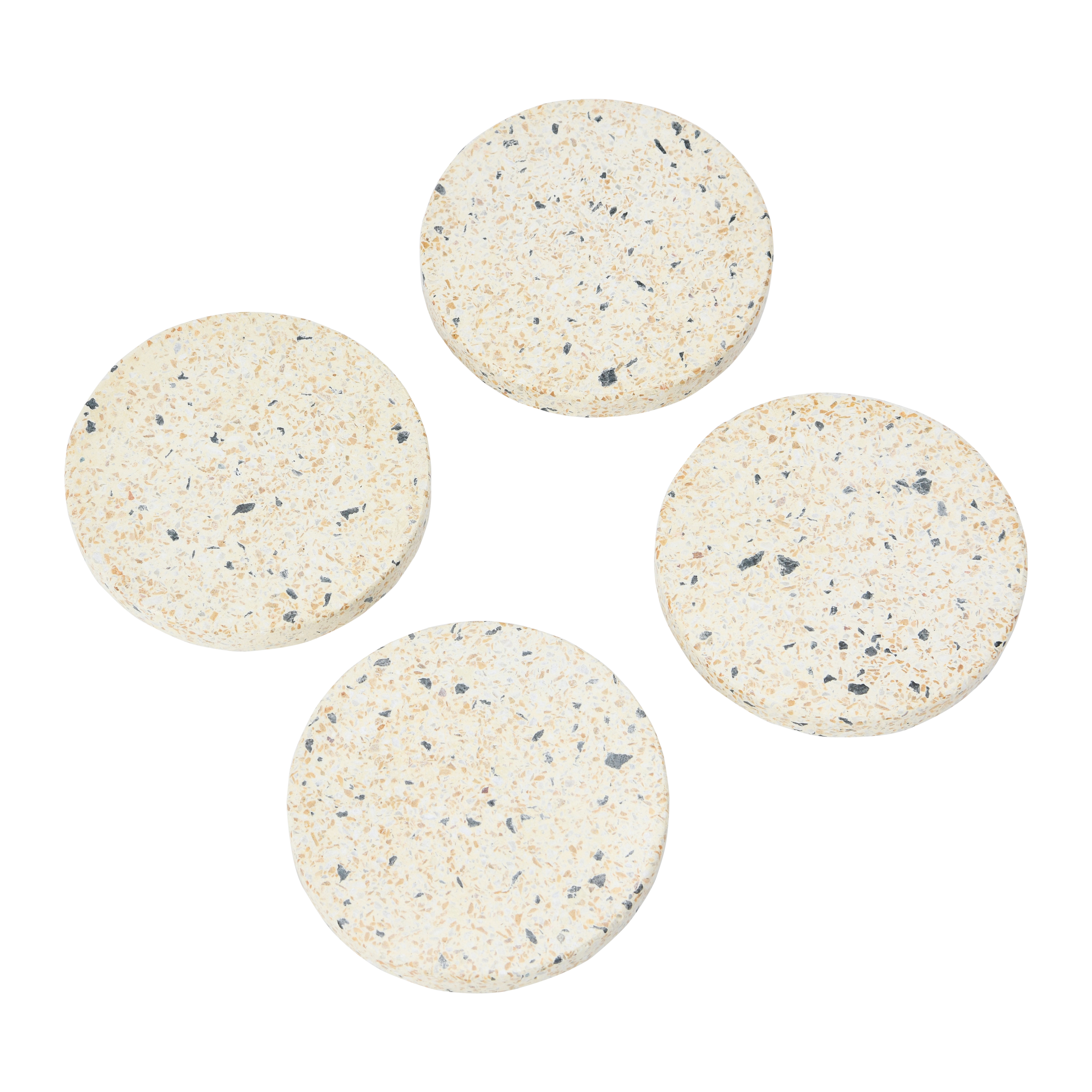 Round Terrazzo Coasters, Eggshell, Set of 4 - Image 0