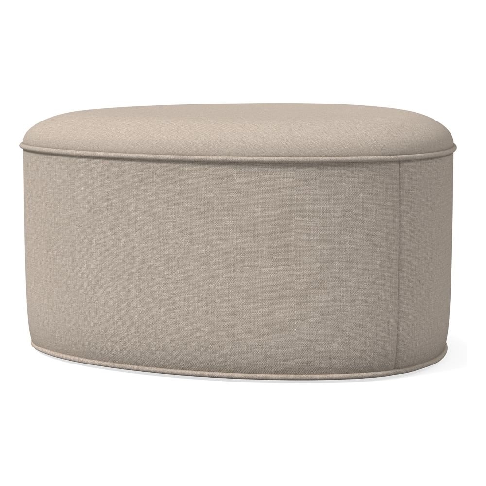 Pebble Ottoman Large, Poly, Yarn Dyed Linen Weave, Sand, Concealed Supports - Image 0