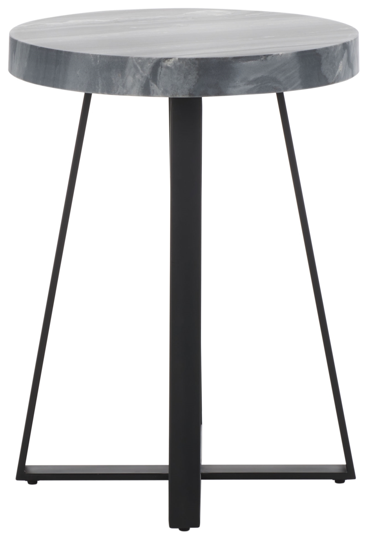 Guenon Round Accent Table - Grey Marble / Black - Safavieh - Image 0