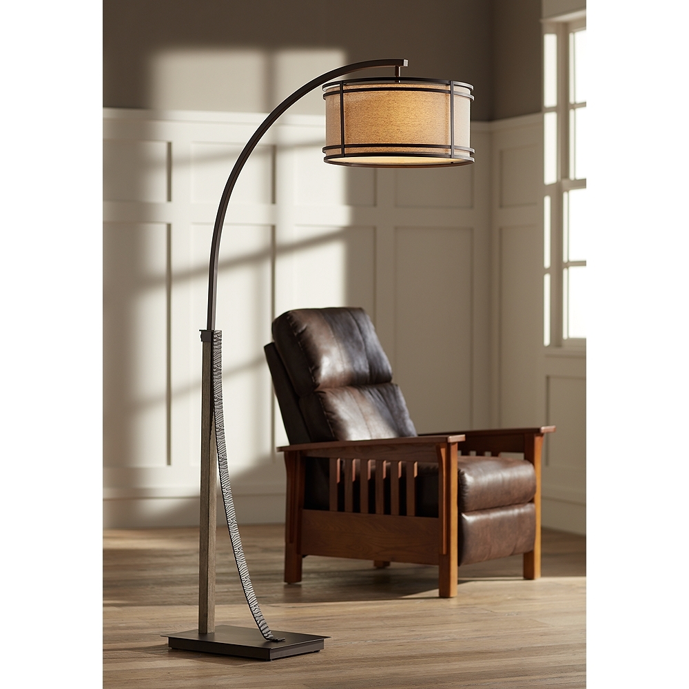 Franklin Iron Gentry 71 1/2" Bronze 2-Light Downbridge Arc Floor Lamp - Image 0