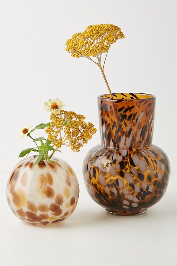 Tortoise Glass Vase By Anthropologie in Assorted Size S - Image 0