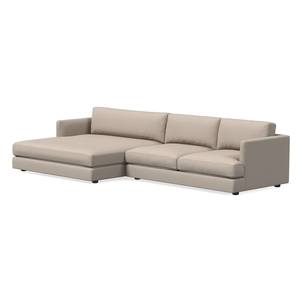 Haven 127" Left Multi Seat Double Wide Chaise Sectional, Standard Depth, Yarn Dyed Linen Weave, Sand - Image 0